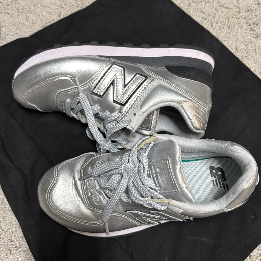 New Balance Metallic Silver Sneakers